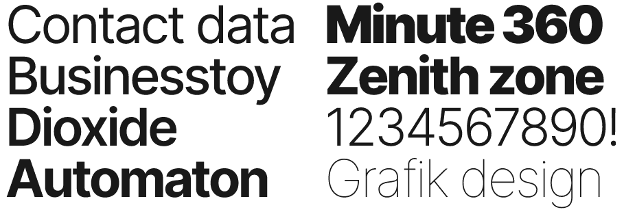 Inter typeface sample showing different weights and styles