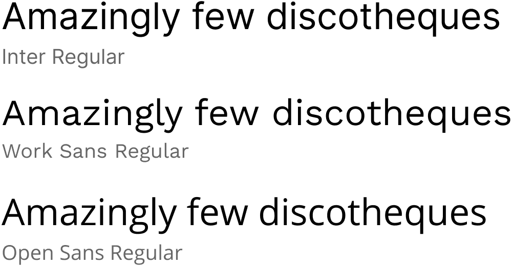 Inter text comparison showing different paragraph styles