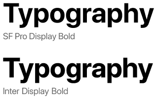 Comparison between San Francisco and Inter typefaces